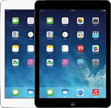 iPad Air — Product image supplied by Apple; pictured colours may vary. Resized and re-encoded for this catalogue.