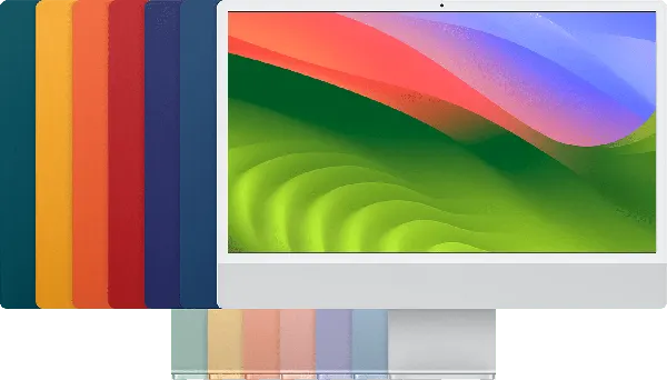 iMac (24-inch, 2023, Four ports) — Product image supplied by Apple; pictured colours may vary. Resized and re-encoded for this catalogue.