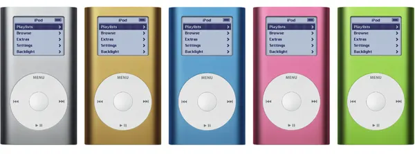 iPod mini — Product image supplied by Apple; pictured colours may vary. Resized and re-encoded for this catalogue.