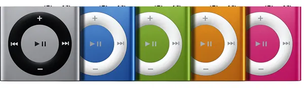 iPod shuffle (4th generation) — Product image supplied by Apple; pictured colours may vary. Resized and re-encoded for this catalogue.