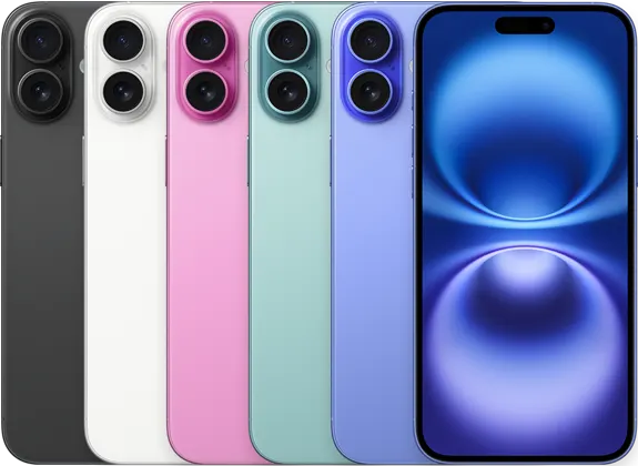 iPhone 16 Plus — Product image supplied by Apple; pictured colours may vary. Resized and re-encoded for this catalogue.