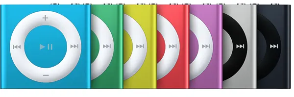 iPod shuffle (4th generation Late 2012) — Product image supplied by Apple; pictured colours may vary. Resized and re-encoded for this catalogue.