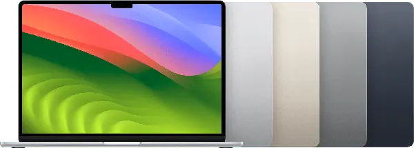 MacBook Air (15-inch, M3, 2024) — Product image supplied by Apple; pictured colours may vary. Resized and re-encoded for this catalogue.