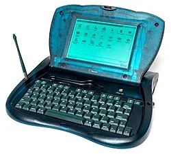 eMate 300 — Representative product/family photograph. Apple Newton eMate 300 open Resized and re-encoded for this catalogue. Original image licence applies to this resized copy.