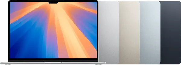 MacBook Air (15-inch, M4, 2025) — Product image supplied by Apple; pictured colours may vary. Resized and re-encoded for this catalogue.