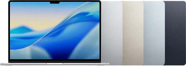 MacBook Air (15-inch, M5) — Product image supplied by Apple; pictured colours may vary. Resized and re-encoded for this catalogue.