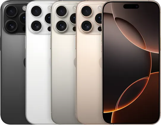 iPhone 16 Pro Max — Product image supplied by Apple; pictured colours may vary. Resized and re-encoded for this catalogue.