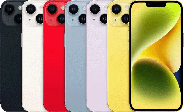 iPhone 14 — Product image supplied by Apple; pictured colours may vary. Resized and re-encoded for this catalogue.